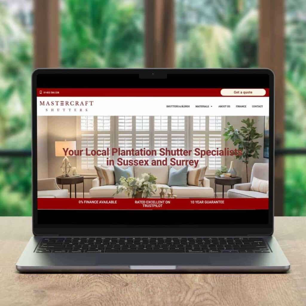 Small business website designed by Wildcurrant Marketing for a shutter company in Sussex, UK.